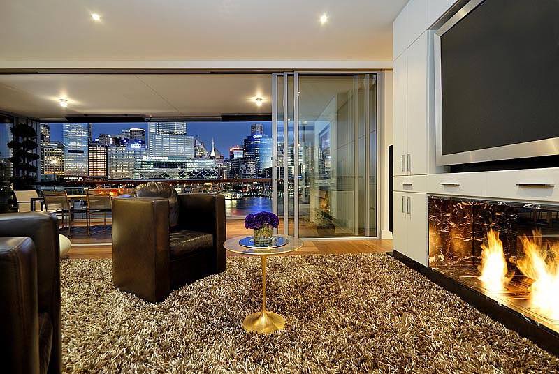 Contemporary kitchen and living area